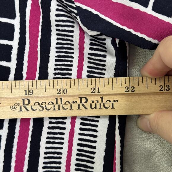 Lane Bryant Shirt Womens 14/16 Pink Black White Stripe Tie Hem Long Sleeve Top - Picture 10 of 12